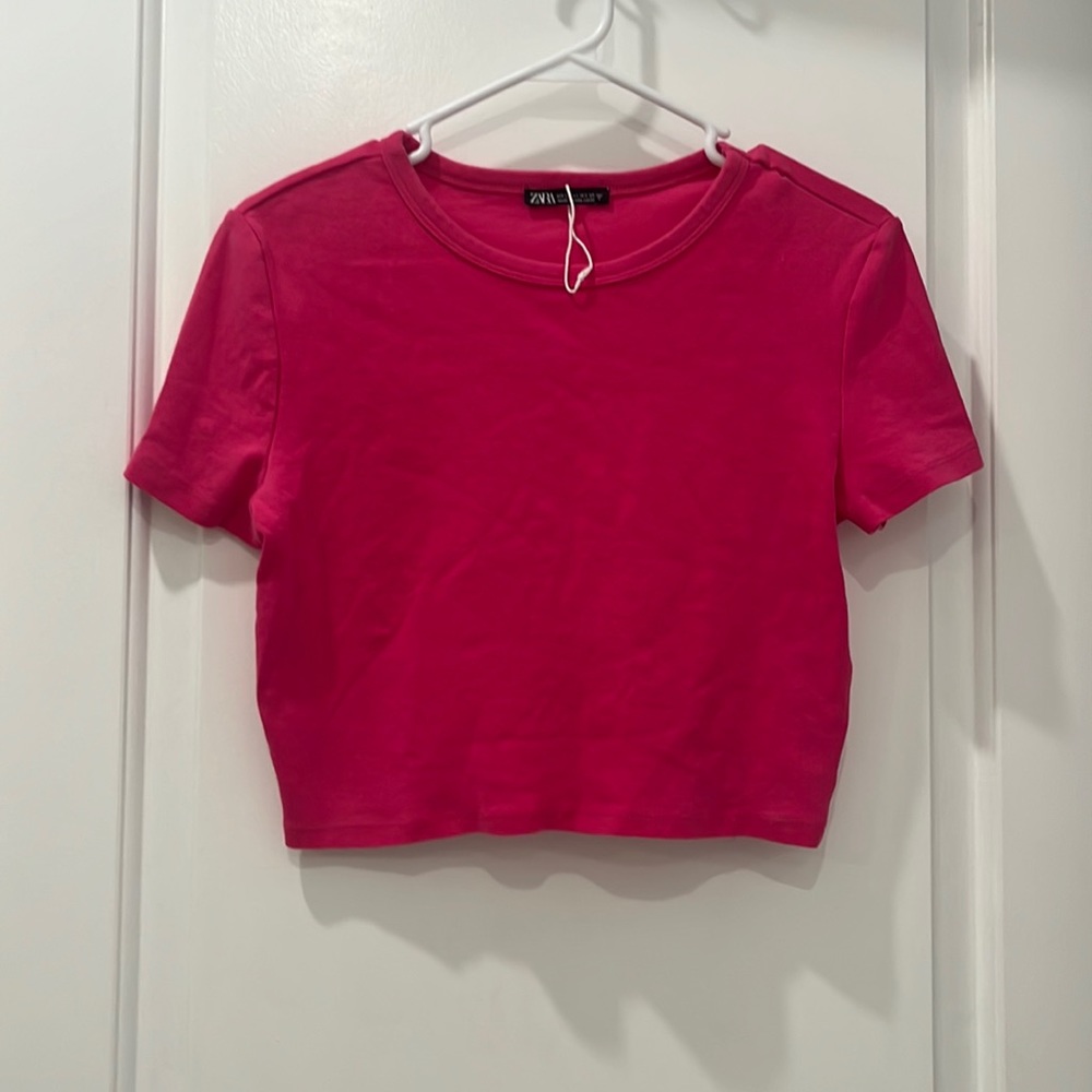 ZARA pink crop baby tee - size L